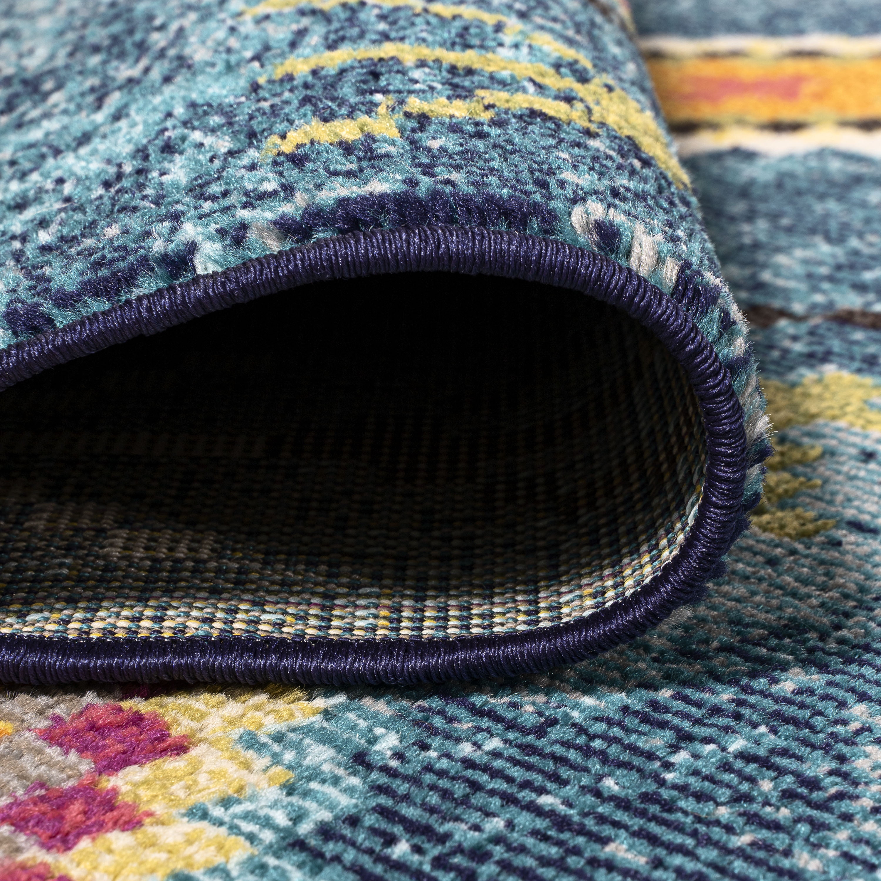 JONATHAN Y MOROCCAN HYPE 2 x 8 Runner Rug, Tribal Love Geometric - Dark Blue/Multi, MOH105A-28