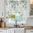 thumbnail image 2 of Daisy Eucalyptus Leaves Swag Valances for Windows 2 Pack Floral Spring White Wood Grain Swag Kitchen Curtains 36 Inches Long Rod Pocket Short Window Treatment for Kitchen Bathroom 28"x36", 2 of 9