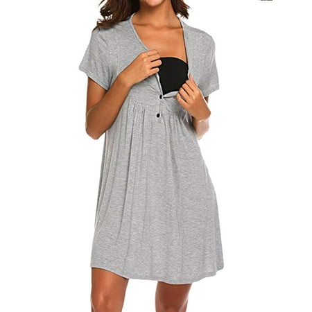 

JNniff Labor Delivery Dress Maternity Short Sleeve Nursing Nightgowns