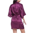 thumbnail image 4 of Yanlir Robe Satinée pour Femmes Courte Légère Peignoir Ouvert Sans Manches Chemise de Nuit Tenue d'Intérieur pour Femmes Dames Filles Tenue Décontractée de Fête Robe de Soirée Tenue de Nuit à la Maison (Violet#1, 2TG), 4 of 4