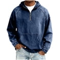 thumbnail image 2 of Ceisia Men's Loose Fit Washed Distressed Denim Half-Zip Hooded Pullover Sweatshirt Gifts, 2 of 7