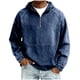 thumbnail image 2 of Ceisia Men's Loose Fit Washed Distressed Denim Half-Zip Hooded Pullover Sweatshirt Gifts, 2 of 7