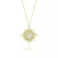 thumbnail image 3 of Sparkle Jewels 14K Yellow Gold Plated Round Cubic Zirconia Women's Starburst Pendant Necklace, 3 of 3