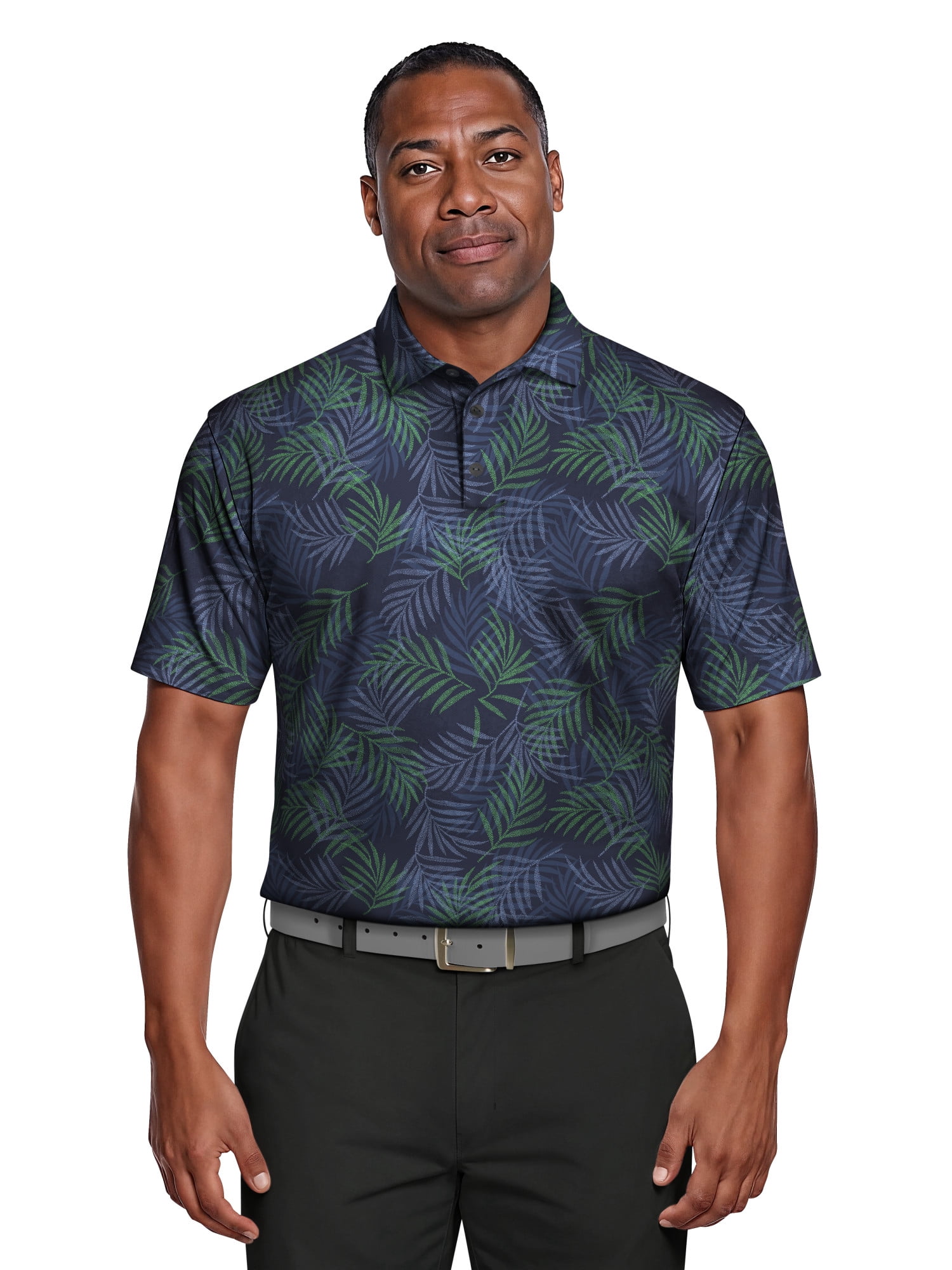 Ben Hogan Men's & Big Men's Performance Textured Multi-color Tropical Short Sleeve Polo Shirt, up to 5XL