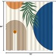 thumbnail image 2 of Boho Mid Century Modern Shower Curtain Abstract Tropical Leaves Arch Line Sun Blue Orange Geometry Minimalisti Fabric Bathroom Curtains Decor Set with Hook (84" Wx72 H), 2 of 2