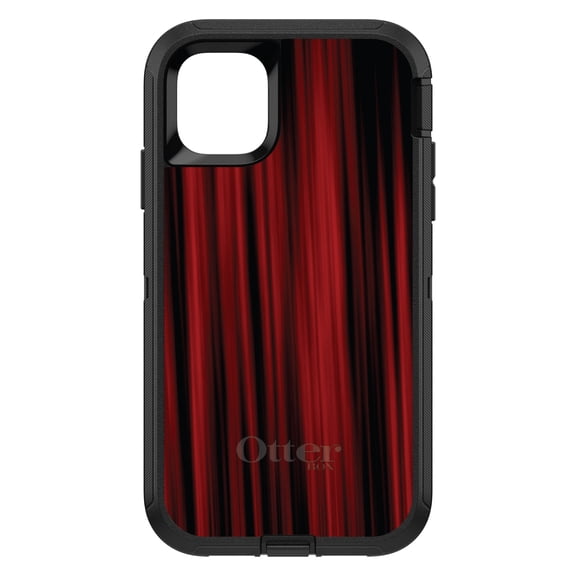 DistinctInk OtterBox Defender Custom Case for Apple iPhone 15 (6.1" Screen) - Bright Red Curtains - Wireless Charging Compatible