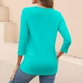 thumbnail image 4 of Green Women's Long Sleeve T-shirt, Women'S V Neck 3/4 Sleeve Tops Color Block/Solid Shirts Basic Summer Tees,Women's Long sleeve T-shirt M, 4 of 7