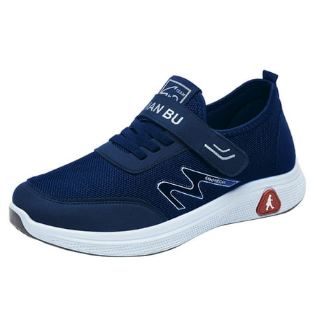

GNEIKDEING Autumn Men Sports Shoes Flat Bottom Soft Mesh Breathable Comfortable Lace Up Hook Loop Easy To Wear Gift on Clearance