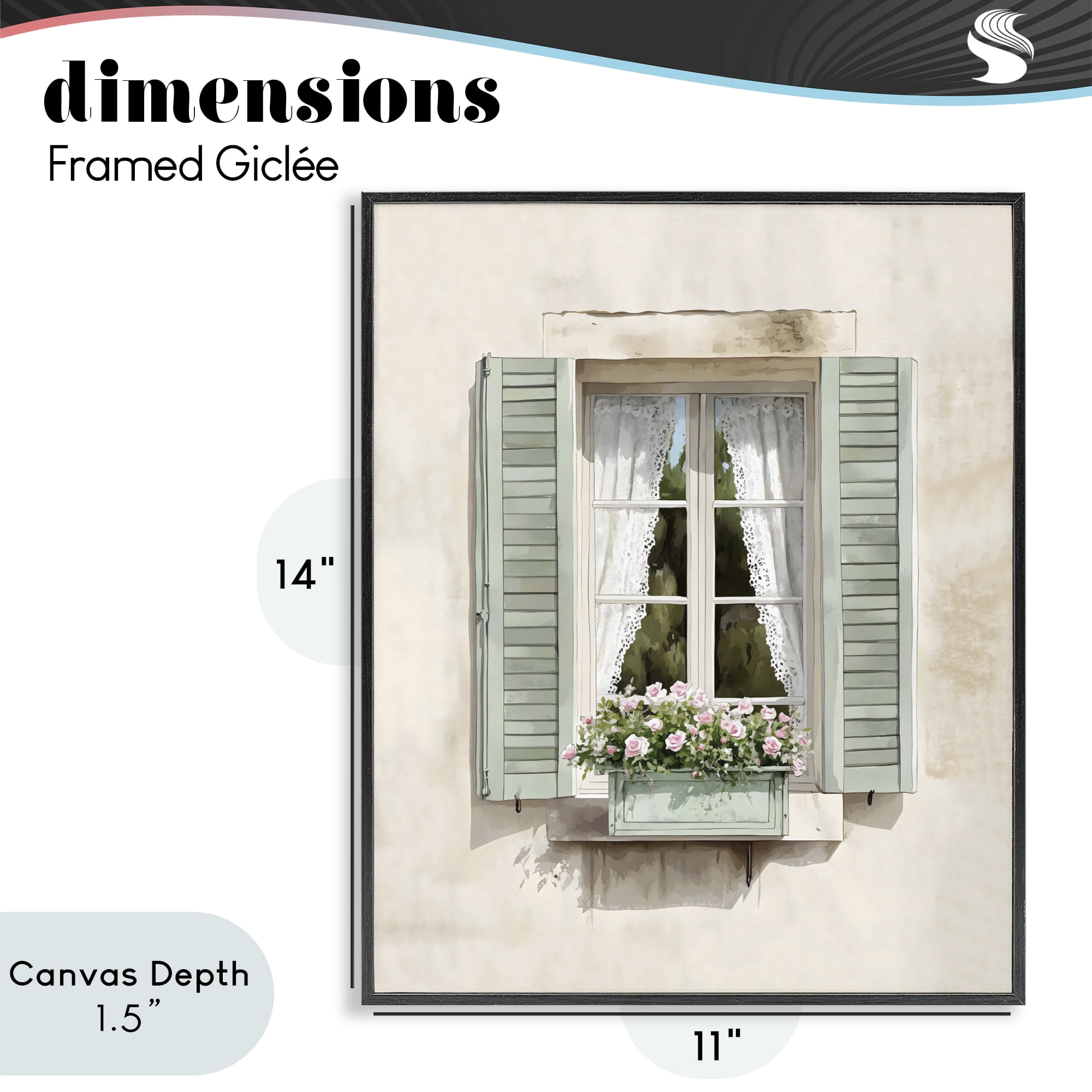 Stupell Industries French Cafe Window Curtains Black Framed Giclee Art, design by LSR Design Studio