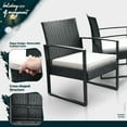 thumbnail image 3 of Lacoo 3 Pieces Patio Indoor Furniture Cushioned PE Rattan Bistro Chairs Set of 2 with Table, Black/White, 3 of 7