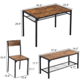 thumbnail image 3 of Tcbosik 4 Pieces Dining Table Set, 43.3" Kitchen Table with 2 Chairs, Bench with Storage Shelf, Breakfast Table Set with Metal Frame for Living Room, Space Saving, Rustic Brown, 3 of 6