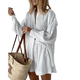 thumbnail image 3 of Conjunto de Dos Piezas para Mujer: Blusa Holgada de Larga Abullonada y Pantalones Cortos de Cintura Alta con Bolsillos Laterales. M, 3 of 8
