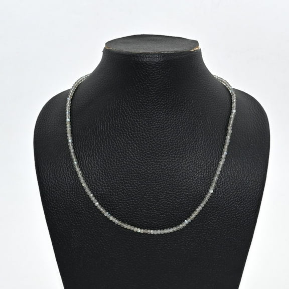 THE GEMS GRID Flashy Labradorite Faceted Beads Necklace, Natural Labradorite Jewelry for Women, Dainty Anniversary Gift, Elegant Gemstone Beaded Necklace