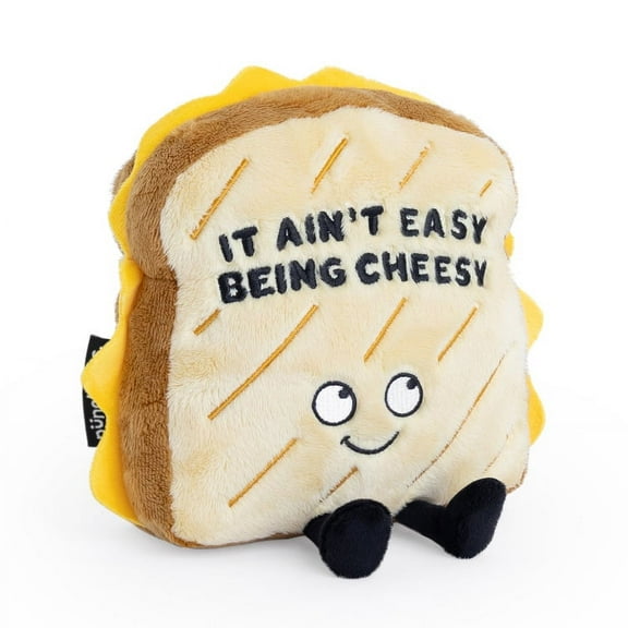 Punchkins - "It Ain't Easy Being Cheesy" Plushie - Funny Pun White Elephant Novelty Adult Gag Gift