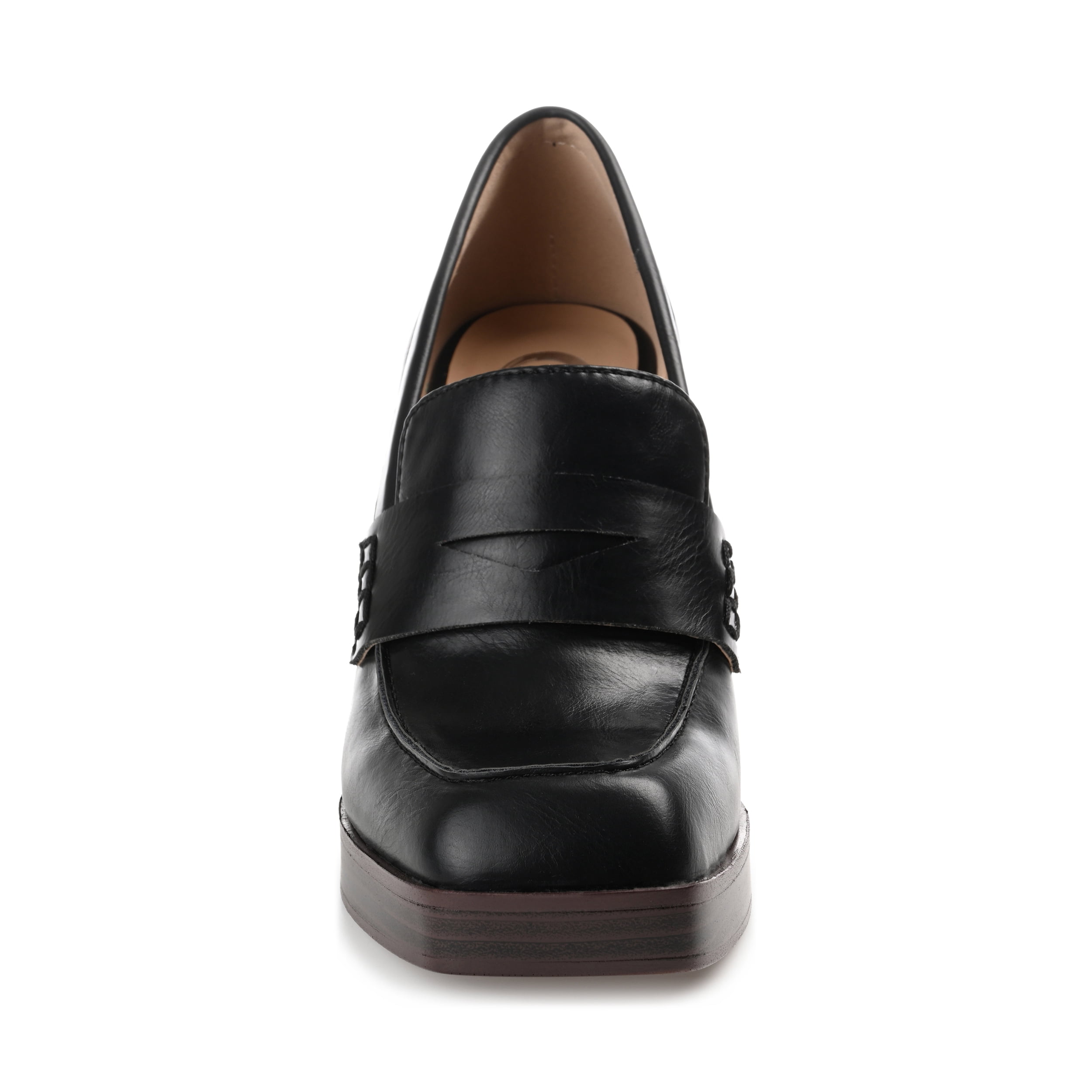 Journee Womens Ezzey Loafer Mid Stacked Heel Square Toe Pumps, Widths Available