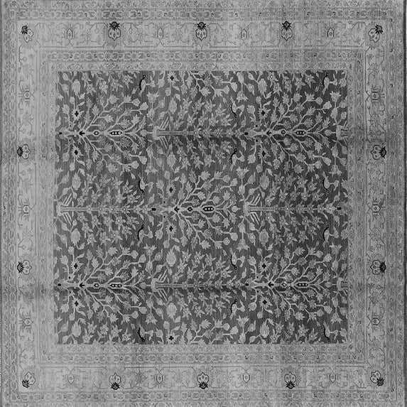 Ahgly Company Indoor Square Oriental Gray Industrial Area Rugs, 6' Square
