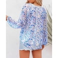thumbnail image 3 of BTFBM Blouses for Women Dressy Casual Floral Summer Boho Tops V Neck Lightweight Long Sleeve Shirts Spring Clothes, 3 of 6