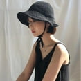 thumbnail image 3 of SikaFu South Korea's Dongdaemun Knitted Sunscreen Fisherman's Straw Hat, Versatile Summer Lace Up For Travel, Big Eaves Sunshade Hat, Sun Hat, 3 of 9