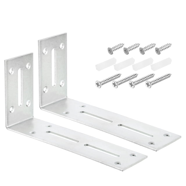 Unique Bargains L Attelles d'Angle, 2 Pcs 180x50x90mm - Code d'Angle Réglable Galvanisé à 90 Degrés, pour Réparation de Meubles (Argent)