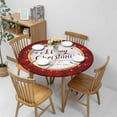 thumbnail image 4 of Merry Christmas Round Fitted Tablecloth Happy New Year Snowflake Red Tablecloth Waterproof Oilcloth Table Cover for 40"-44", 4 of 4