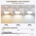 thumbnail image 4 of BayDay 52" Tropical Ceiling Fan with LED Lights & Remote, Outdoor Palm Leaf Fan for Patios, Porch, Bedroom, Dimmable 6 Speeds, Reversible DC Motor, Smart App Control - White, 4 of 10