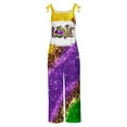 thumbnail image 3 of DDAPJ pyju Womens Mardi Gras Jumpsuit Novelty Carnival Party Mask Print Long Playsuit Adjustable Straps Wide Leg Rompers Parade Party Overalls Multicolor#4 XXL, 3 of 5