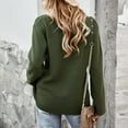 thumbnail image 4 of Suéter de punto cruzado con cuello en V manga larga color puro suéter casual de moda para mujer verde militar S, 4 of 6