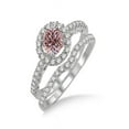 thumbnail image 2 of 1.5 Carat Morganite & Diamond Antique Floral Halo Bridal set in 14k White Gold affordable morganite and diamond engagement ring, 2 of 2