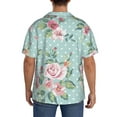 thumbnail image 5 of Balery Vintage Floral Men's Casual Button Down Shirt Short Sleeve Textured Summer Cuban Beach Shirts-Large, 5 of 7