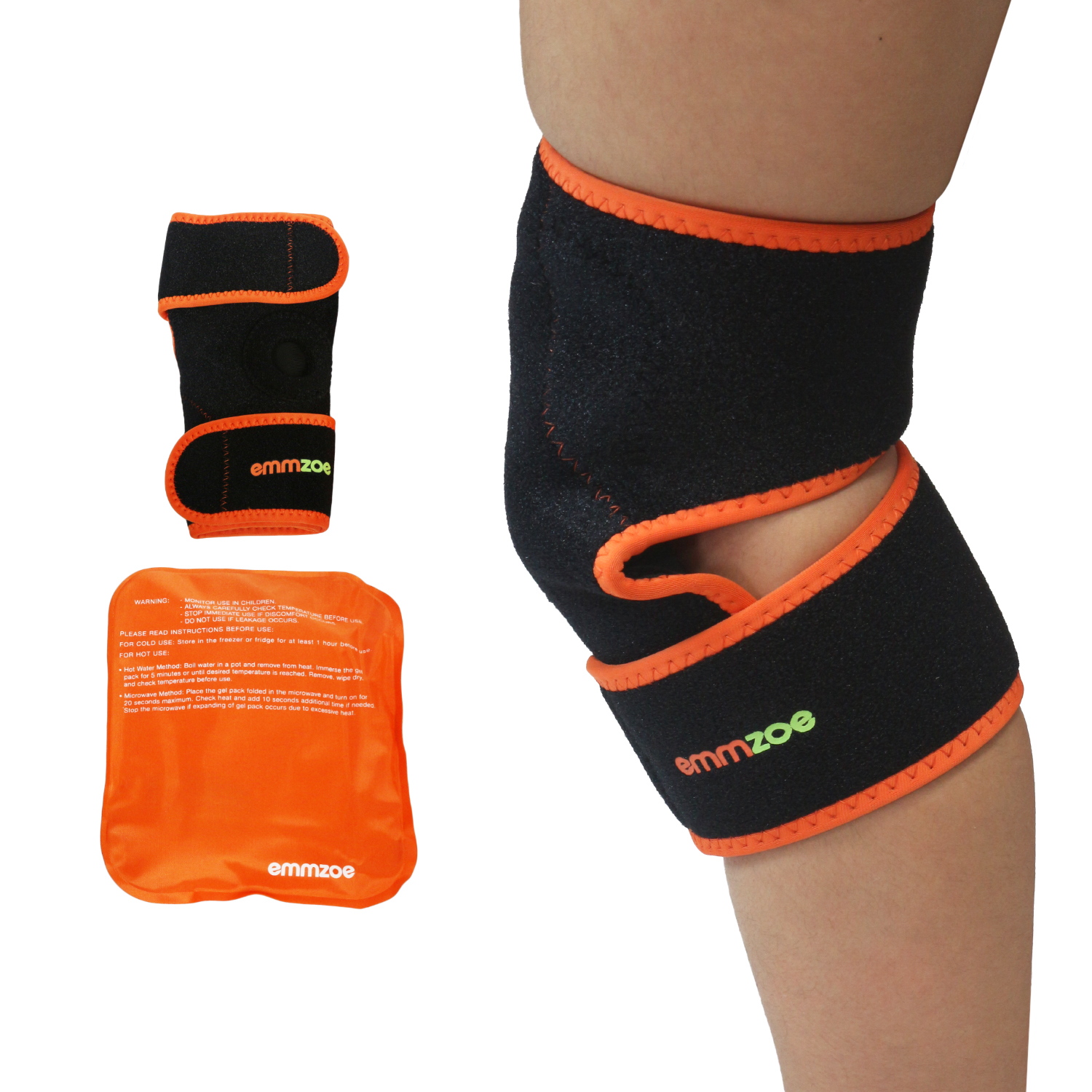 Emmzoe Kids Knee Support Hot and Cold Gel Therapy Wrap Includes Hot or Cold Gel Pack for Pain
