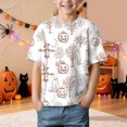 thumbnail image 2 of CAICJ98 Toddler Boys Girls Halloween Shirt Pumpkin Ghost Tee Shirt Short Sleeve Fall Tops Halloween T Shirts Kids (Khaki,4-5 Years), 2 of 6