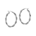 thumbnail image 2 of ARAIYA JEWELRY Sterling Silver Oval Hoop Braided Diamond Cut Earrings for Women, 2 of 4