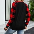 thumbnail image 4 of Qertyioot T-shirt de la Saint-Valentin pour Femme, Chemise à Manches Longues à Col Rond Décontractée à Manches Raglan à Carreaux, Chemise Ample Imprimée à Manches Longues, Chemise à Manches Longues à Col Rond/chemise, 4 of 8