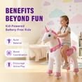 thumbnail image 4 of PonyCycle Ride-On Unicorn Toy for Kids, No Battery Riding Toy with Hand Brake, Indoor Outdoor Use, Ages 4–7, Pink, E412, 4 of 11