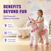 PonyCycle Kid-Powered Ride-On Unicorn Toy, No Battery, Hand Brake, Ages 4-7, Pink, E412