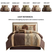 Nanshing Kath 7 Piece Luxury Contemporary Comforter Set, Brown, King