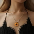 thumbnail image 4 of 4 Pieces Sunflower Pendant Faux Pearl Chain Necklace Boho Sunflower Charm Bracelet Earrings Ring set for Women Jewelry Accessories, 4 of 9