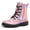 Pink, variant on Girl's Boots Lace Up Glitter Ankle Boots for Kids With Side Zipper Pink 1 Big Kid