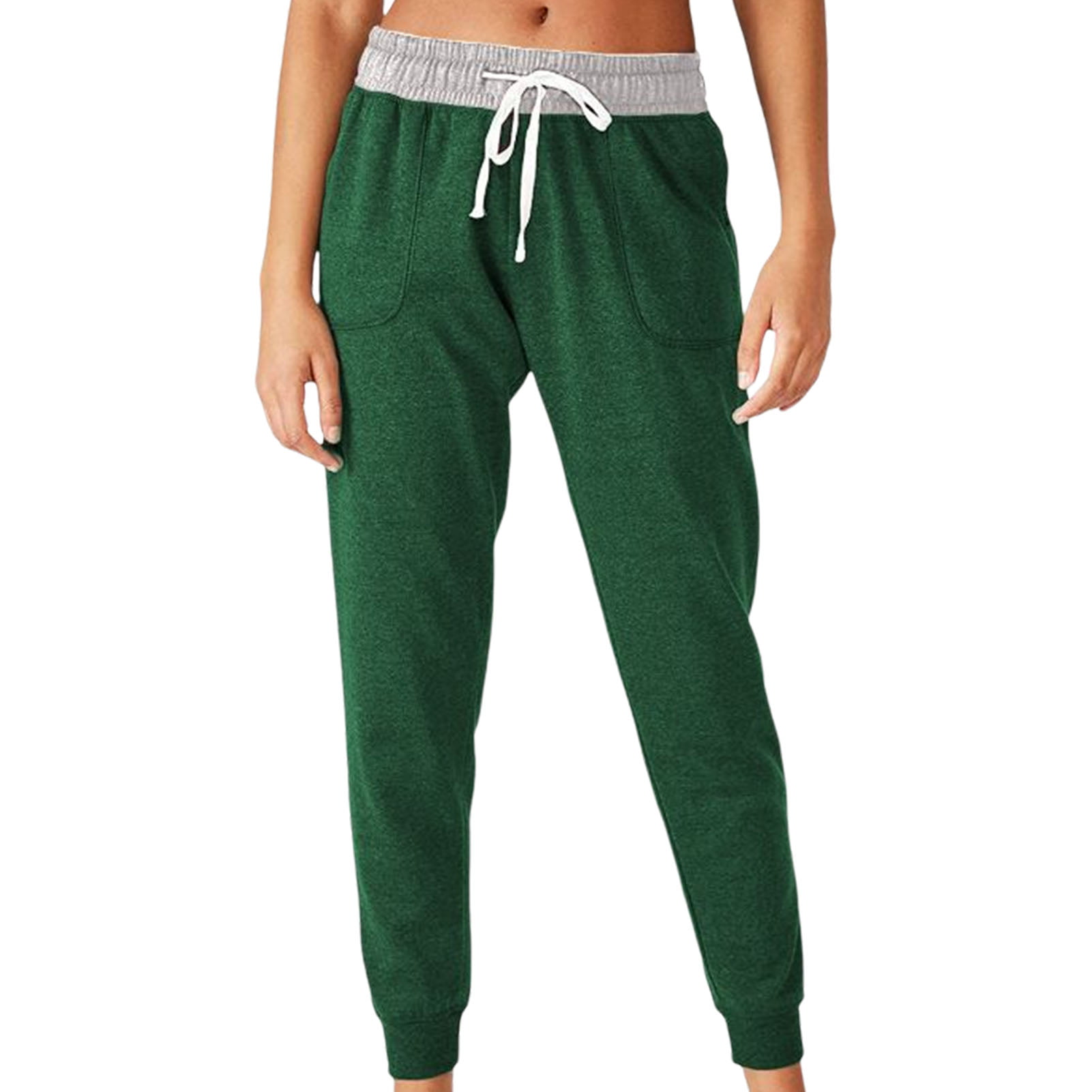 Mens Jogger Sweatpants White Weed Leaf Casual Stretch Cotton Pajama Pants 