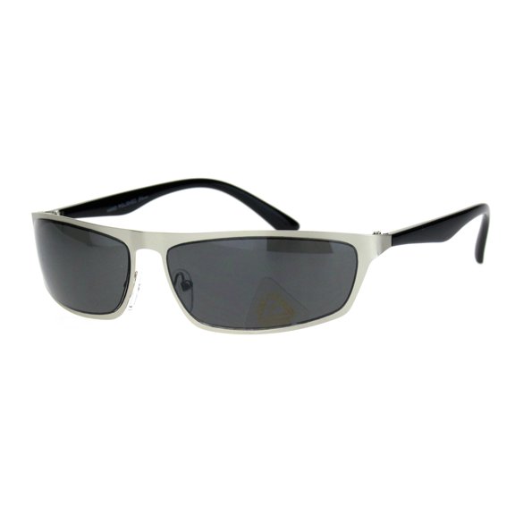 Mens Sporty Metal Rim Flat Top Agent Sunglasses Silver Black