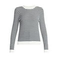 thumbnail image 3 of Time and Tru Women's Stripe Pointelle Rib Sweater with Long Sleeves, Lightweight, Sizes XS-XXXL, 3 of 5