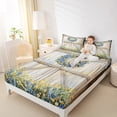 thumbnail image 4 of Homewish Rustic Farmhouse Teens Bed Sheets, Blue Yellow Flower Floral King Sheets, Old Barnn Door Sheet Set, Ultra Soft Bedroom Decor, 4pcs, 4 of 7