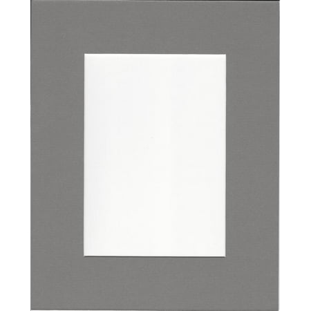Pack Of 5 8x10 Ocean Grey Picture Mats With White Core Bevel