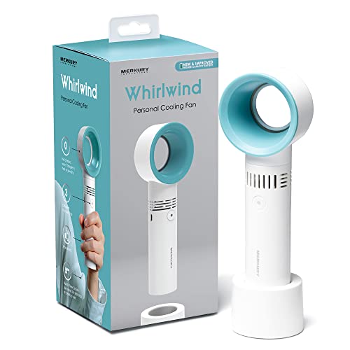 Merkury Innovations Mini Bladeless Cooling Fan for Travel, Rechargeable