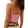 thumbnail image 4 of Women Y2k Crop Tank Tops Summer V-Neck Tie-up Front Lace Trim Camisole Irregular Ruffle Cami Tops, 4 of 5
