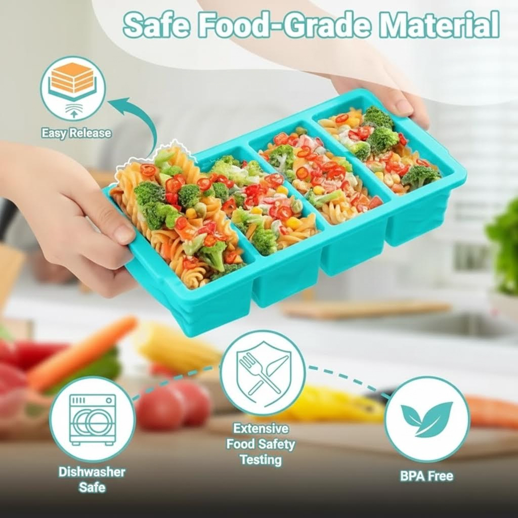 Silicone Soup Freezer Molds with Lids - 1-Cup Reusable Ice Cube Trays for Meal Prep, Food Storage, and Portion Control - 250mL and 125mL Containers, 2-Pack Set
