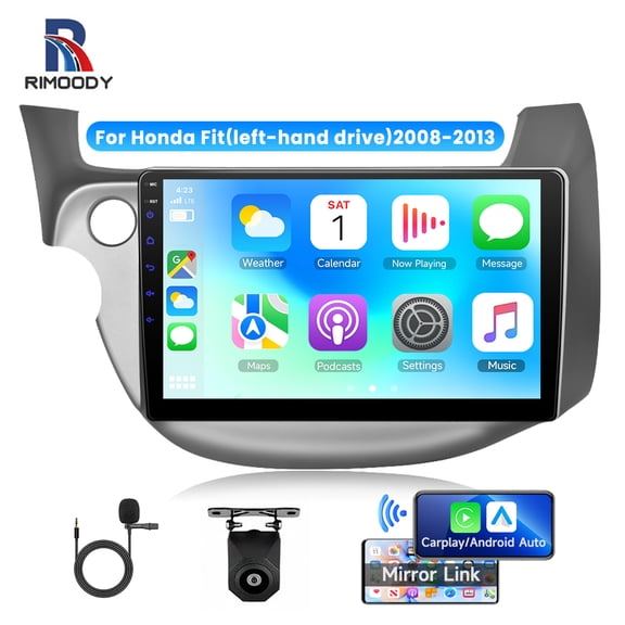 Rimoody Car Stereo Radio for Honda Fit 2008-2013,9'' Touch Screen with Wireless Carplay&Android Auto/Bluetooth/DSP/Vi-Link Backup Camera