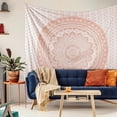 thumbnail image 4 of Twin Tapestry Original Coral Peach Ombre Mandala Art Hippie Wall Hanging Bohemian Bedspread Metallic Shine Tapestries 82"x54", 4 of 8