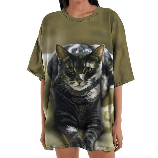 Blusa informal de manga corta con estampado de animales y manga corta para mujer Fridja gope3480