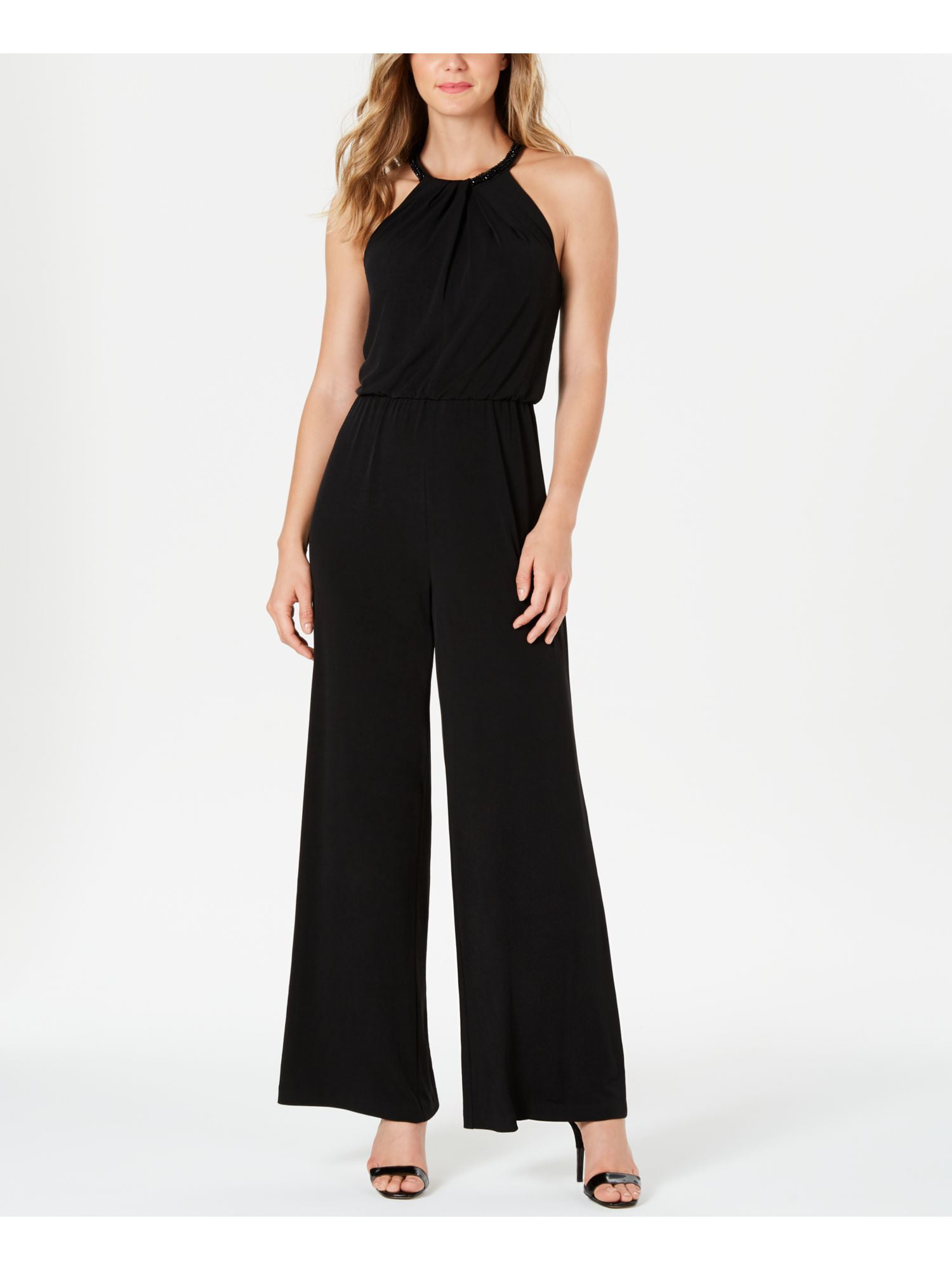 Calvin Klein - CALVIN KLEIN Womens Black Halter Jumpsuit Size: 16 ...